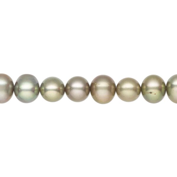 Pearl 1pkg1, cultured freshwater, semi-round C grade, 15 inch 6-7mm dyed dark moss image number 0