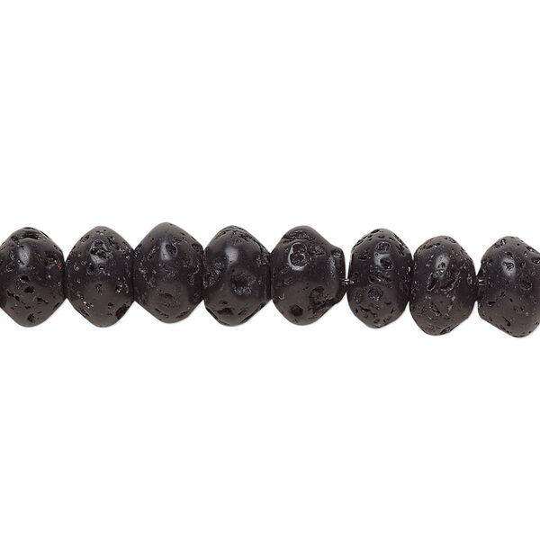Bead, lava rock (waxed), 8x5mm saucer, B grade, Mohs hardness 3 to 3-1/2. Sold per pkg of 10. image number 0