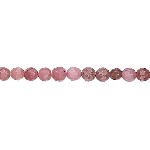Rhodonite 1pkg1, faceted round bead natural 15.5-16 inch 4mm image number 0