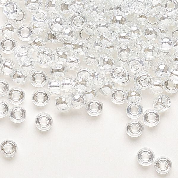 Seed bead, Miyuki, glass, pkg/250g, #6 rocaille, translucent luster crystal clear, (RR-160). image number 0