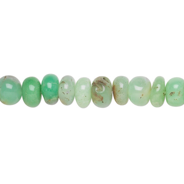 Bead, chrysoprase (natural), shaded, 6x3mm-7x5mm hand-cut rondelle, C grade, Mohs hardness 6-1/2 to 7. Sold per 12-inch strand. image number 0