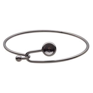 Bracelet, Almost Instant Jewelry®, bangle, black-finished brass, 17mm wide with SS39 rivoli glue-in setting and hook closure, 7-1/2 inches. Sold individually.