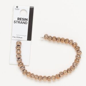 Bead, resin, copper, 7x5mm bumpy rondelle. Sold per 7-inch strand, approximately 30 beads.
