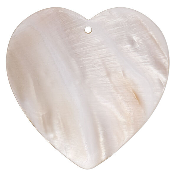 Focal, pearl shell (natural), 51x51mm heart, Mohs hardness 3-1/2. Sold per pkg of 2. image number 0