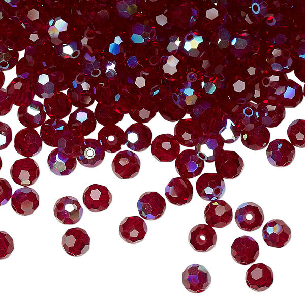 Bead 24pk Siam AB, Preciosa Czech crystal 4mm round image number 0