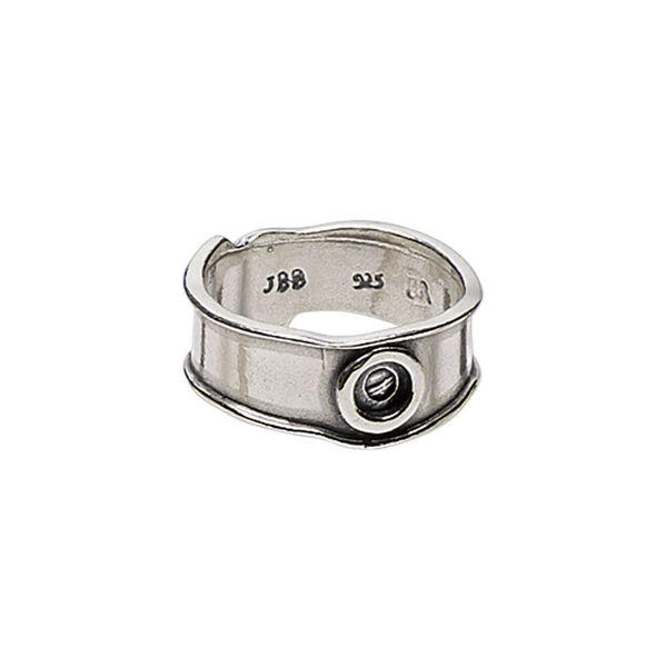 Ring, JBB Findings, antiqued sterling silver, 8mm wide flat band with SS16 flat back setting, size 6. Sold individually. image number 0