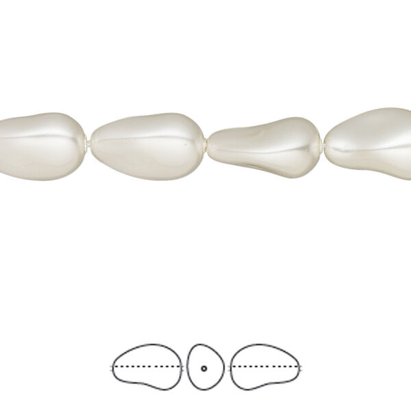 Pearl 250pk white, Swarovski® 12x8mm baroque drop 5843 image number 0