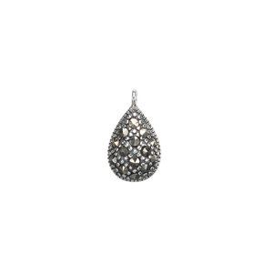 Marcasite / sterling silver 1pkg2, teardrop drop natural 12x10mm