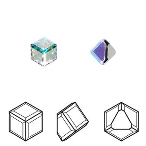 Fancy stone 2pk crystal AB CAL VZ, Crystal Passions® 6mm cube 4841