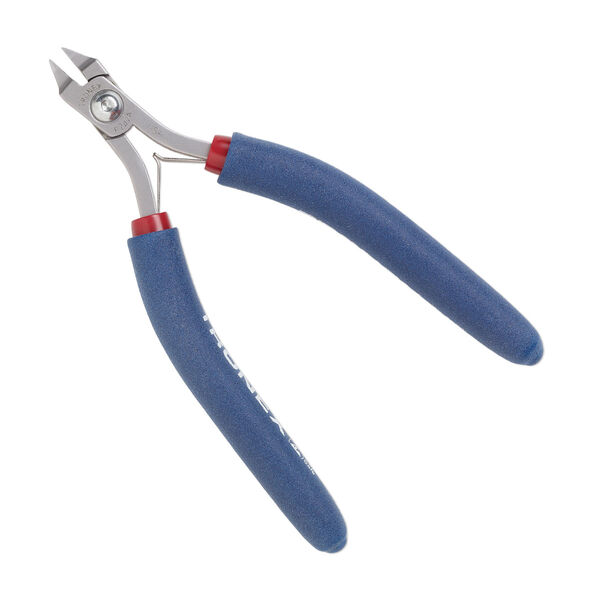 Pliers, Tronex®, P747A oblique flat-nose, steel and rubber, red and blue, 5-5/8 inches. Sold individually. image number 0