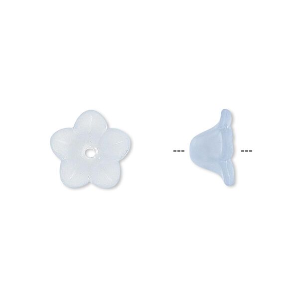 Component, acrylic, translucent frosted light blue, 11x7mm flower. Sold per pkg of 100. image number 0