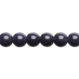 Bead, blue goldstone (glass) (man-made), 8mm round. Sold per 15-1/2" to 16" strand.