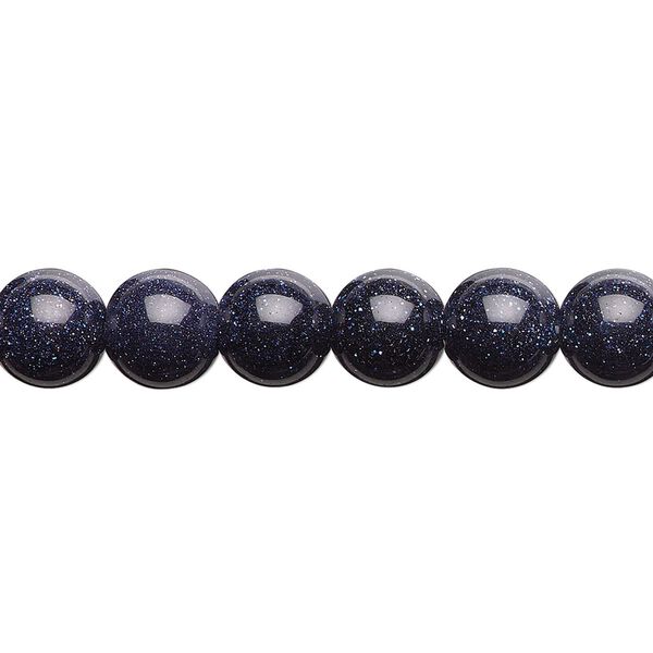 Bead, blue goldstone (glass) (man-made), 8mm round. Sold per 15-1/2" to 16" strand. image number 0