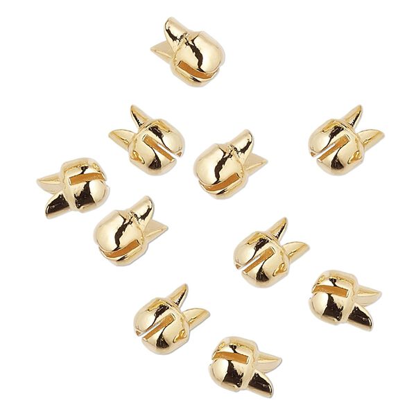 Crimp, Bulldog Crimp™, gold-plated "pewter" (zinc-based alloy), 7x6mm. Sold per pkg of 10. image number 0
