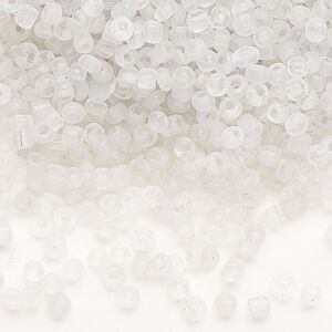 Seed bead, glass, pkg/50g, #11 round tube, translucent frosted clear.