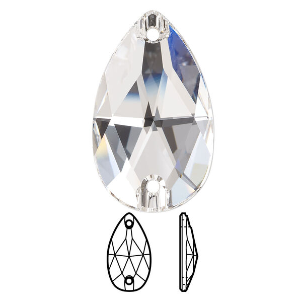 Sew-on 16pk crystal foil back, Swarovski® 30x20mm pear 3230 image number 0