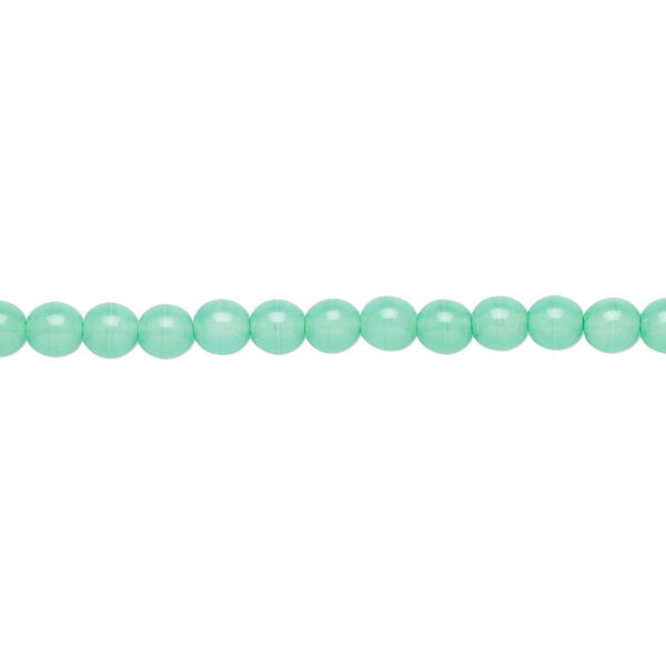 Bead, Czech dipped décor glass druk, opaque light turquoise blue, 4mm round. Sold per 15-1/2" to 16" strand. image number 0