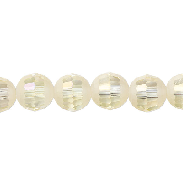Bead 1pk 96 facets translucent crystal opal AB half-matte, Celestial Crystal® 10mm round 8 inch image number 0