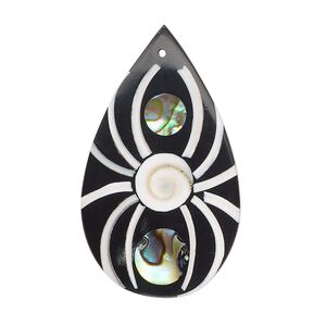Focal, tapestry turban shell (assembled), 38x22mm top-drilled teardrop with spider, Mohs hardness 3-1/2. Sold individually.