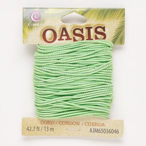 Cord, elastic, green and silver, 1mm round. Sold per 13-meter pkg.