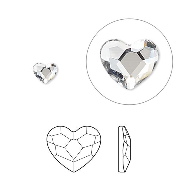 Flat back 288pk crystal foil back, Swarovski® hotfix 6x5mm heart 2808HF image number 0