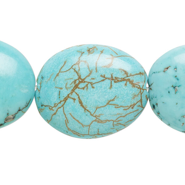 Magnesite 1pkg1, puffed oval bead C grade, 15.5-16 inch 27x20mm-32x25mm image number 0