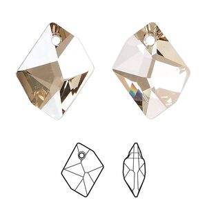Drop 72pk crystal golden shadow, Swarovski® 20x16mm pendant cosmic 6680