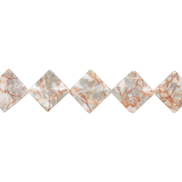 Redline marble 1pkg1, carved flat diamond bead natural, 15 inch 39-43mm image number 1