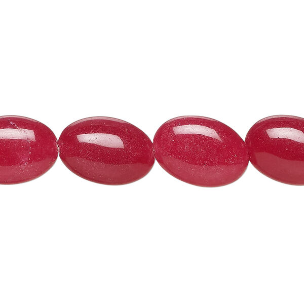 Bead, glass 1pkg1, translucent red, 14x10mm puffed oval, 15 inches. image number 0