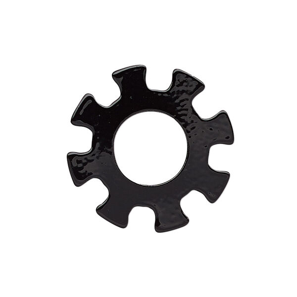 Component, painted steel, black, 25mm gear with 10.5mm center hole. Sold per pkg of 6. image number 0
