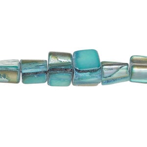 Mother-of-pearl shell 1pkg1, triangle tube bead 15 inch robin's egg blue 6x5mm-13x8mm