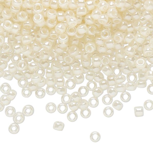 Seed bead, TOHO BEADS®, glass, pkg/7.5g, #8 round, opaque ceylon light ivory (TR-08-147). image number 0