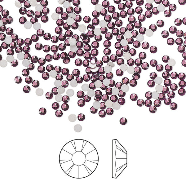 Flat back 1440pk amethyst foil back, Preciosa MAXIMA Czech crystal rhinestone 1.7-1.9mm chaton rose round SS5 image number 0