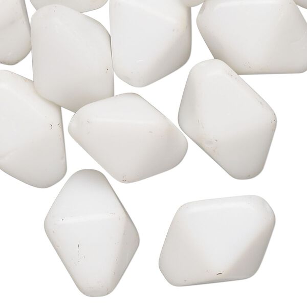 Bead, Czech pressed glass, opaque white, 19x12mm double cone. Sold per 2-ounce pkg, approximately 10 beads. image number 0