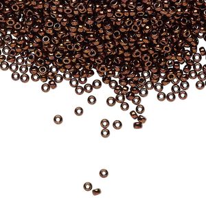 Seed bead, Miyuki, glass, pkg/25g, #11 rocaille, opaque metallic bronze, (RR-457B).