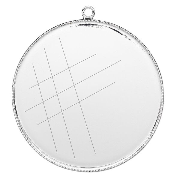 Focal, silver-plated brass, 39mm round with beaded edge and 38mm round bezel cup setting. Sold per pkg of 2. image number 0