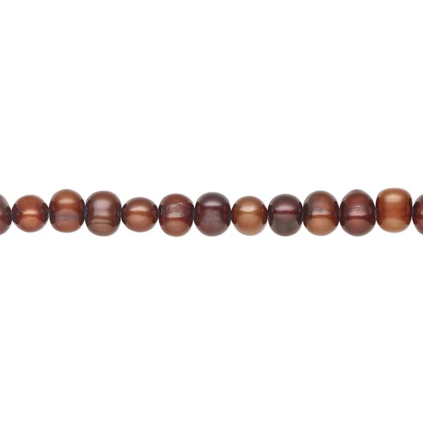 Pearl 1pkg1, cultured freshwater, semi-round C grade, 15 inch 3-4mm dyed copper rose image number 0