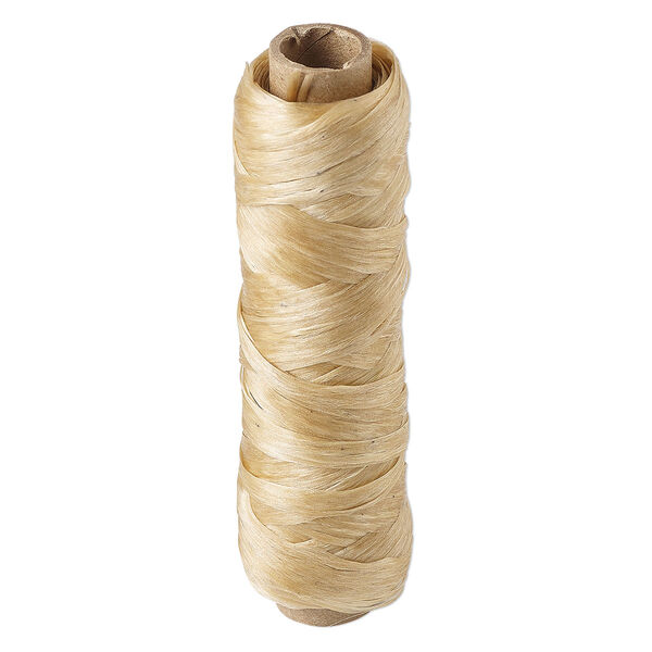 Cord, Gudebrod, imitation sinew, natural, 3mm 5-ply, 70-pound test. Sold per 60-foot spool. image number 0