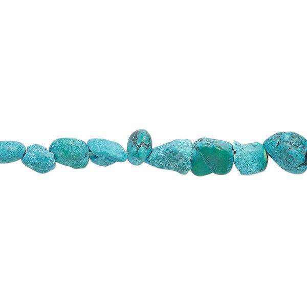 Bead, turquoise (dyed / waxed), blue, small chip and mini to small nugget, Mohs hardness 5 to 6. Sold per 15" to 16" strand. image number 0