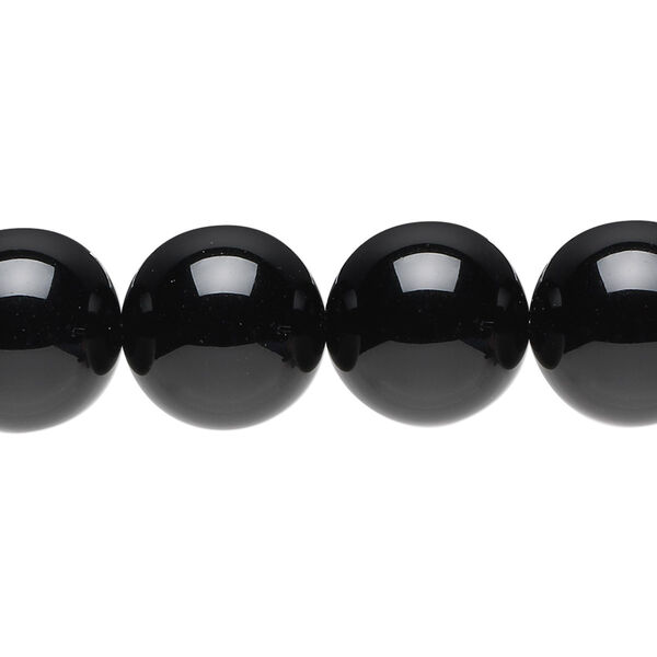 Bead, black onyx (dyed), 14mm round, B grade, Mohs hardness 6-1/2 to 7. Sold per 15-1/2" to 16" strand. image number 0