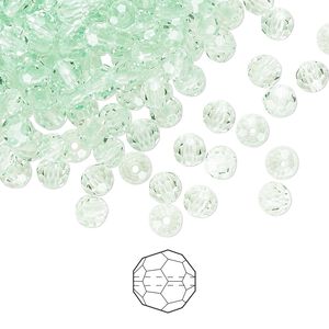 Bead 144pk chrysolite, Preciosa Czech crystal 4mm round
