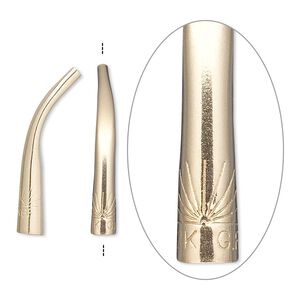 Cone, 12Kt gold-filled, 25x4mm curved and stamped with "12K GF" and sun design, 3.5mm inside diameter. Sold per pkg of 2.