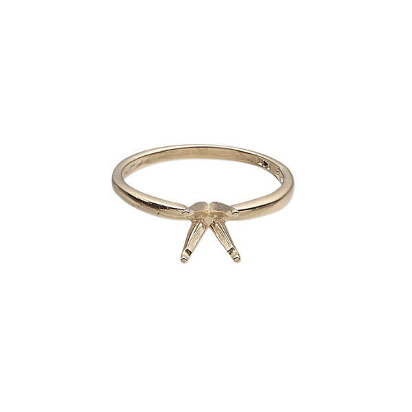 Ring, Sure-Set™, 14Kt gold, 7mm 4-prong round setting, size 7. Sold individually. image number 0