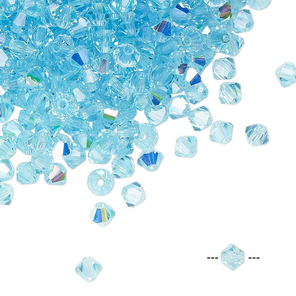 Bead 48pk aqua bohemica AB, Preciosa Czech crystal 4mm bicone image number 0