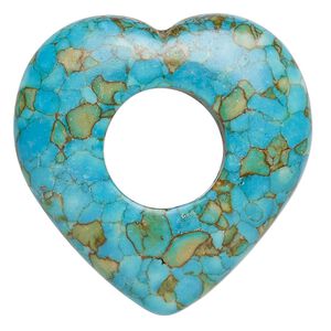 Mosaic "turquoise" (magnesite) 1pkg1, open heart focal 40mm