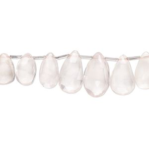 Rose quartz 1pkg19, hand-cut top-drilled faceted puffed briolette bead natural graduated 7x6mm-12x8mm