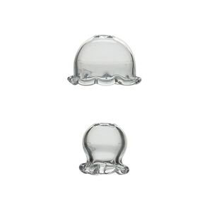 Component, glass, clear, 24x16mm and 16x16mm jellyfish, handmade. Sold per 2-piece set.