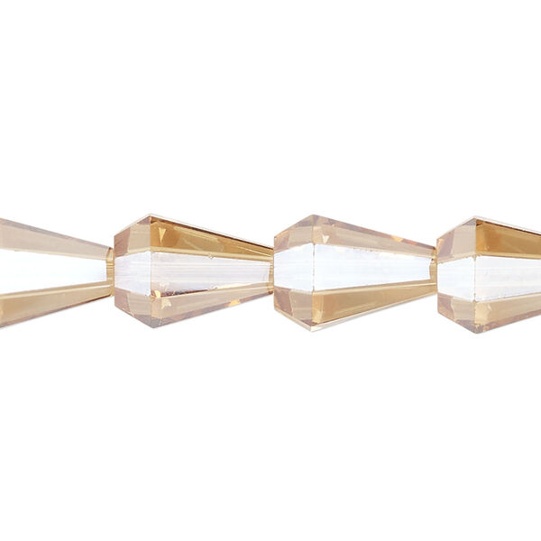 Bead, glass, crystal golden shadow, 13x9mm faceted teardrop. Sold per 15-1/2 to 16-inch strand. image number 0