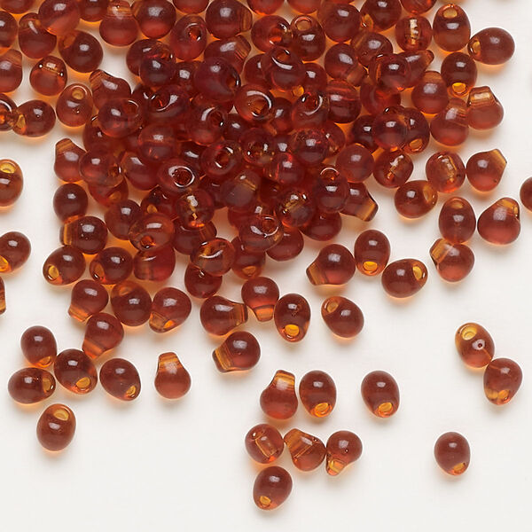 Seed bead, Miyuki, glass, pkg/10g, 4x3.4mm fringe, transparent dark amber yellow, (DP-134). image number 0