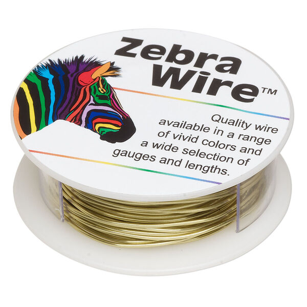Wire, Zebra Wire™, brass, round, 20 gauge. Sold per 15-yard spool. image number 0